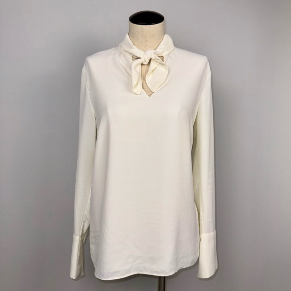 H&M Women's Tie-Neck Bow Blouse - Size 6 - Ivory